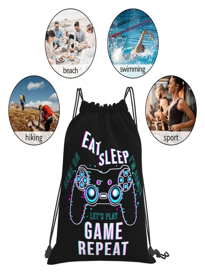 AIMASTZ Eat Sleep Game Repeat Unisex Drawstring Backpack Bag Sport Gym Swim Travel Sackpack - Image 4